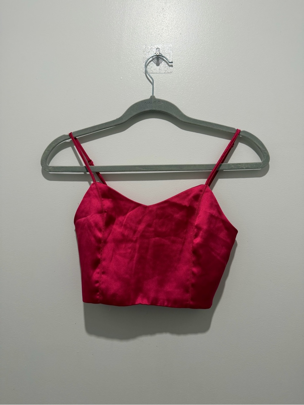 House of Harlow 1960 Satin Spaghetti Strap Crop Top - Fuchsia